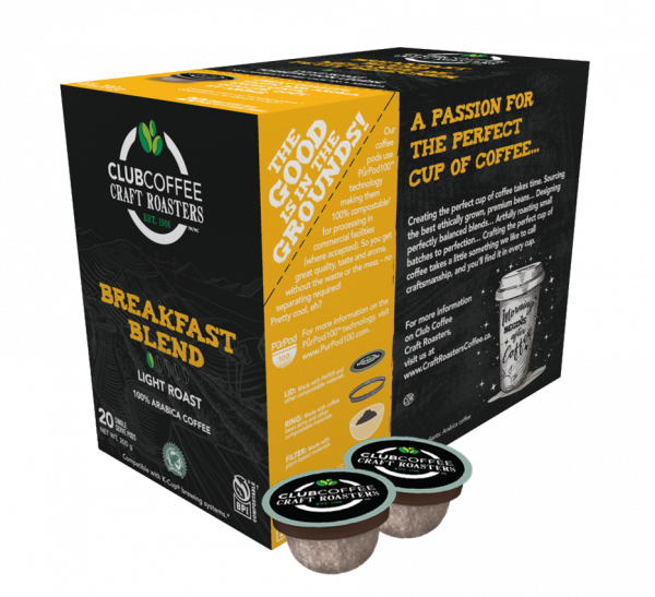 club coffee craft roasters breakfast blend single serve coffee pods